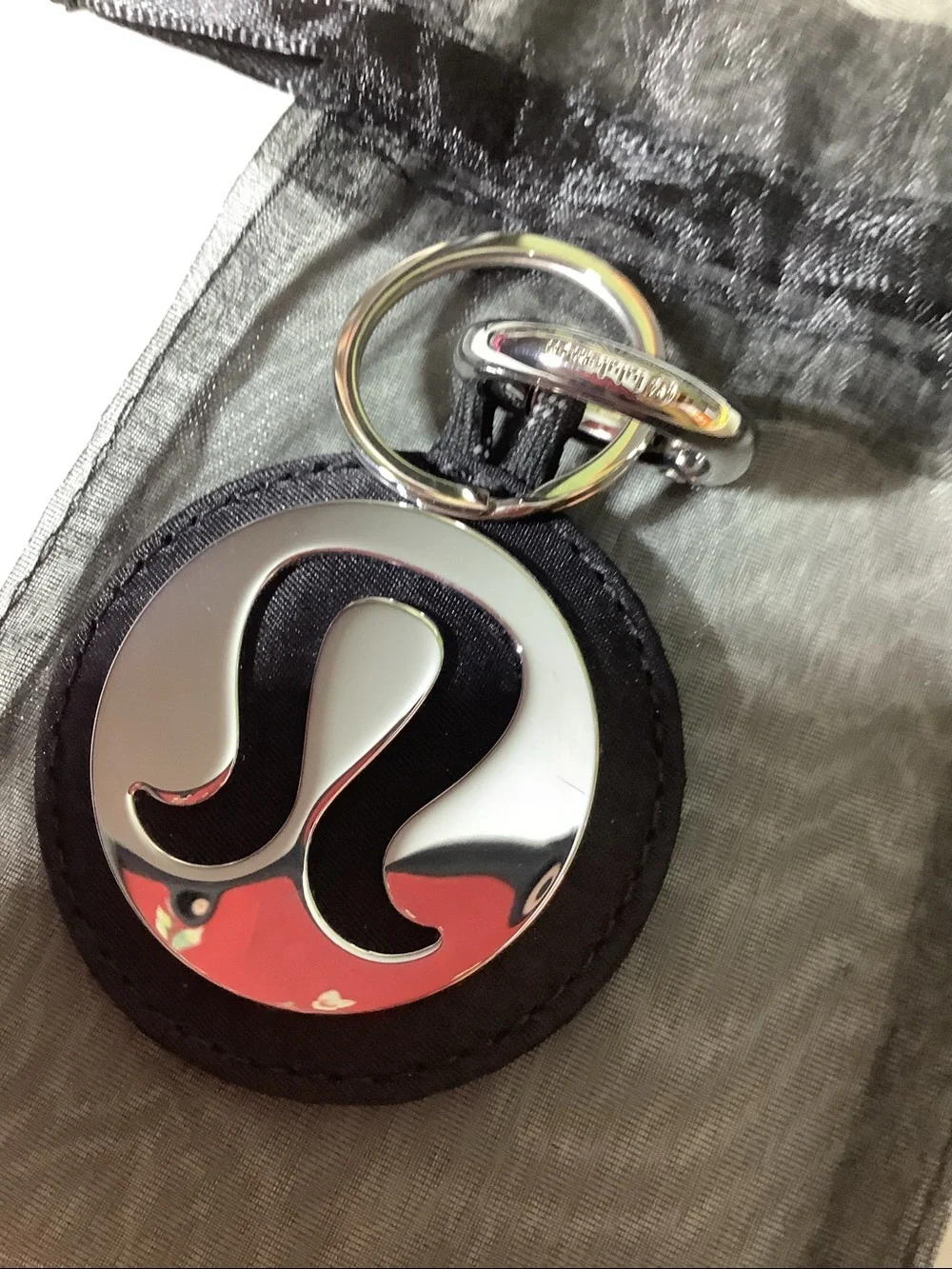 Lululemon black and silver logo Love keychain, new without tags